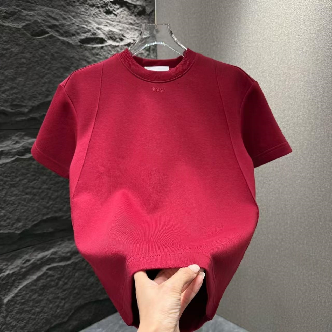 开春新款马年限定高端定制重磅男士加厚立体刺绣高级感短袖T恤