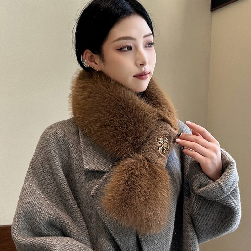 秋冬加厚双面毛绒围巾百搭围脖仿毛毛毛绒围巾女款爆款毛毛围脖