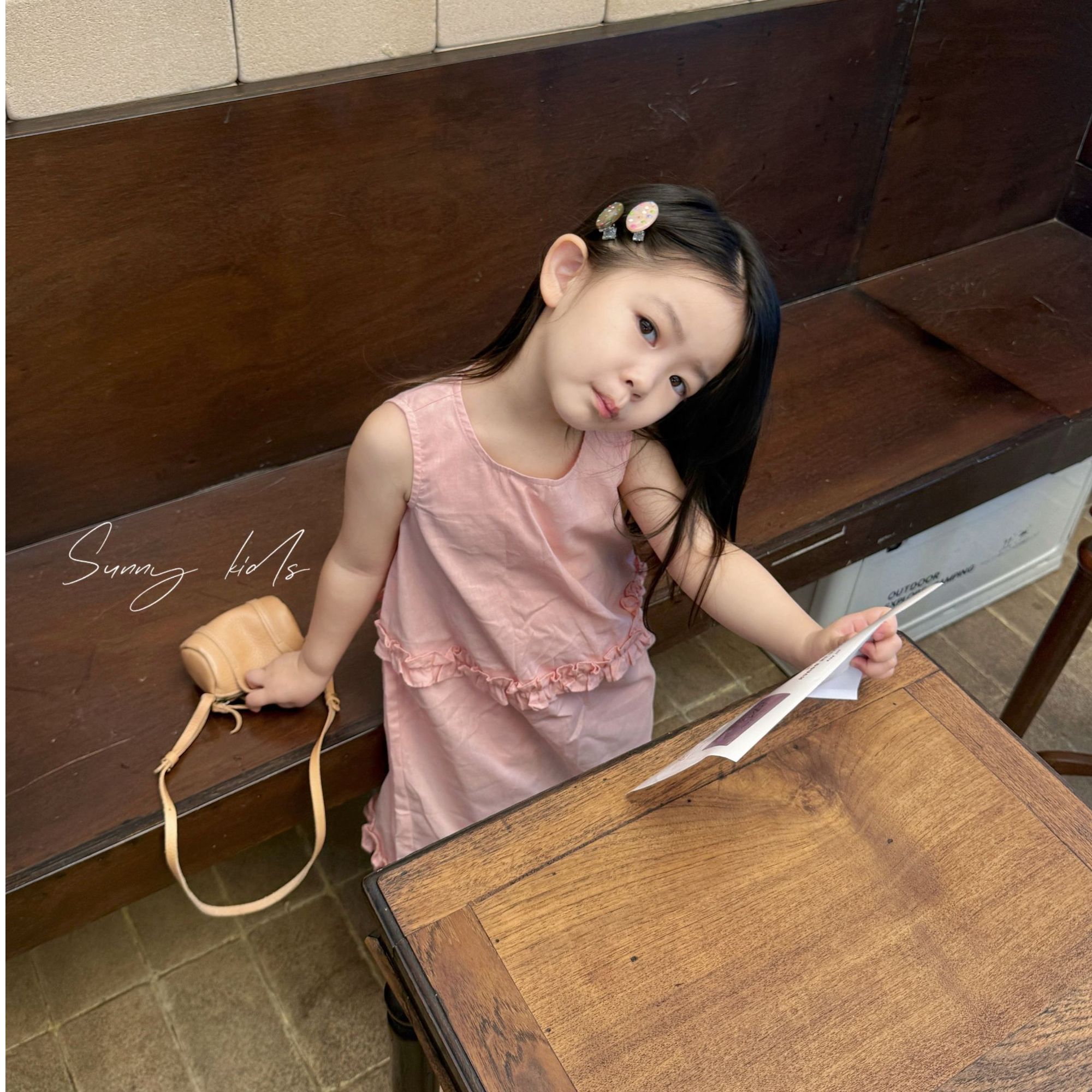 【现货】壹妈韩版童装女童连衣裙2025新款公主裙时尚甜美粉色背心裙