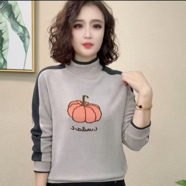 2025秋冬新款女长袖半高领洋气时尚百搭洋气女士上衣妈妈打底衫