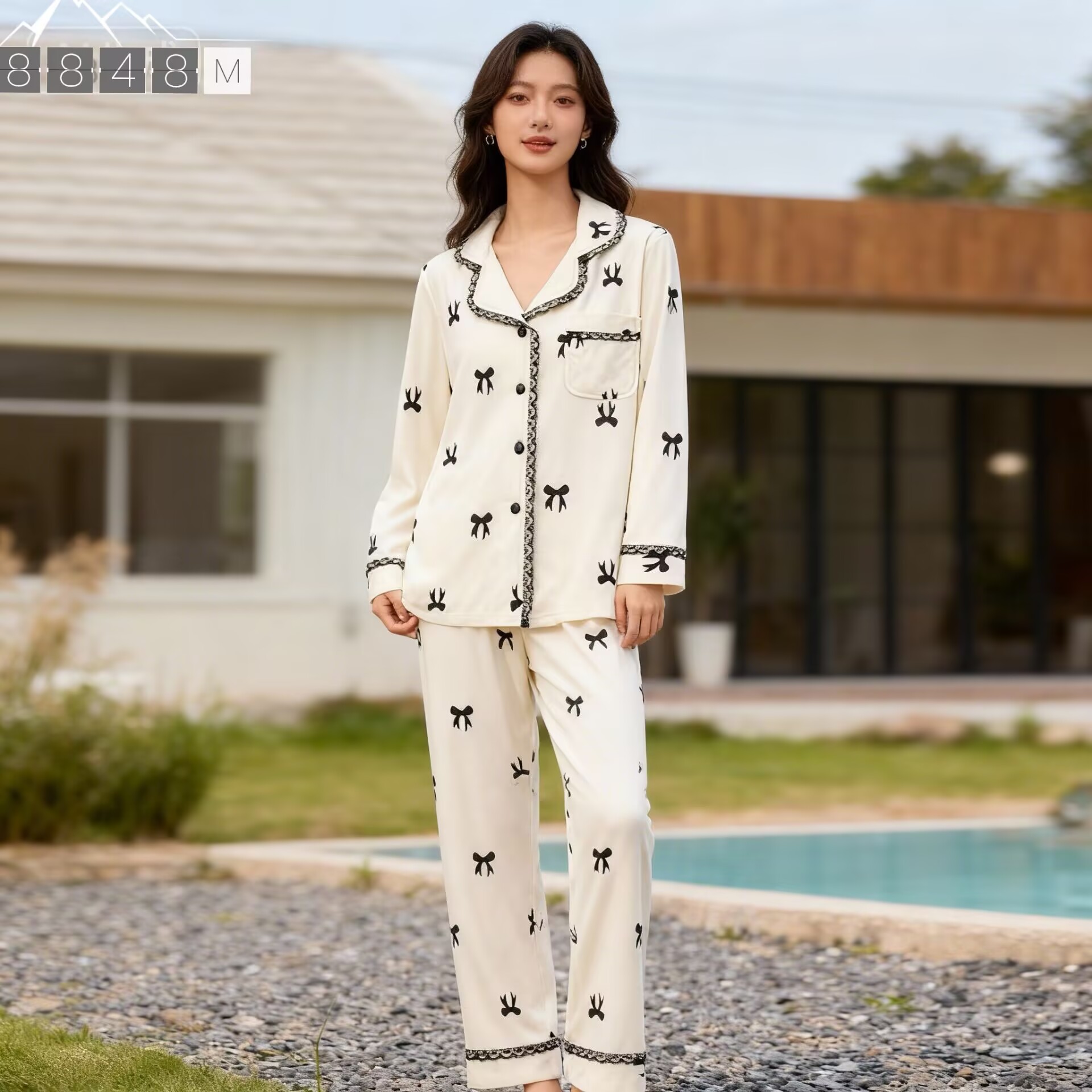 小胖【海岛绒】柔软舒适网红套装简约休闲睡衣长袖女款甜美家居服