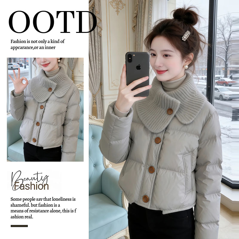 加厚小个子立领短款羽绒棉服女2025秋冬新款设计款减龄翻领面包服