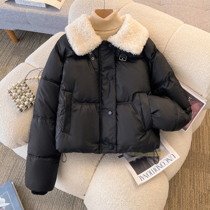 PU皮棉服女冬季2025年新款爆保暖洋气羽绒棉衣外套黑色短款小棉袄