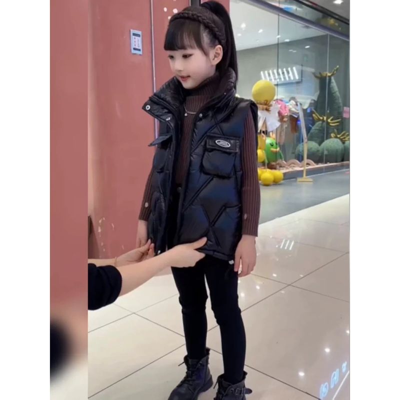 女童韩版时尚棉马甲免洗外套冬季新款中大童洋气百搭加厚外穿马夹