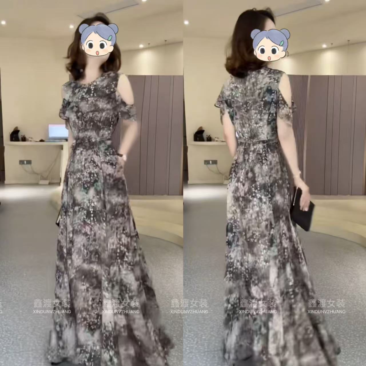 2025夏季新款时尚显瘦气质女士网红洋气连衣裙百搭款D5970