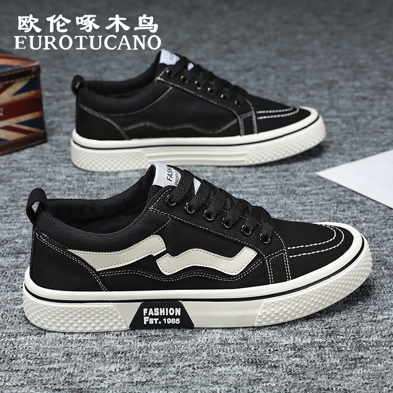 欧伦啄木鸟EUROTUCANO男鞋港风复古休闲板鞋子男款透气运动帆布鞋