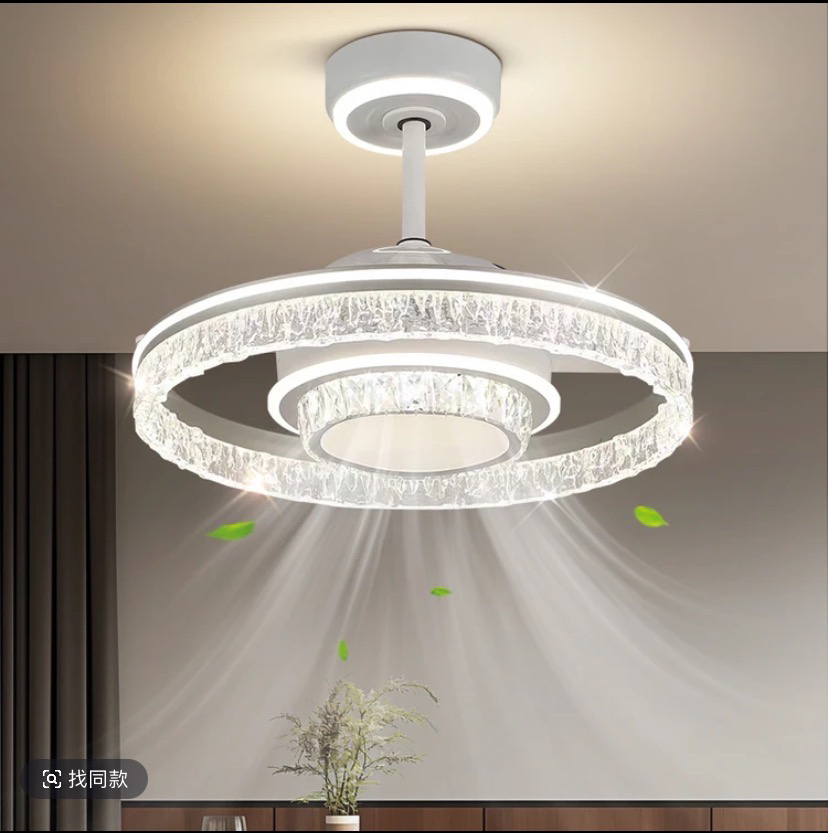 中山2025新款变频隐形餐厅风扇灯简约静音灯扇一体卧室餐厅吊扇灯