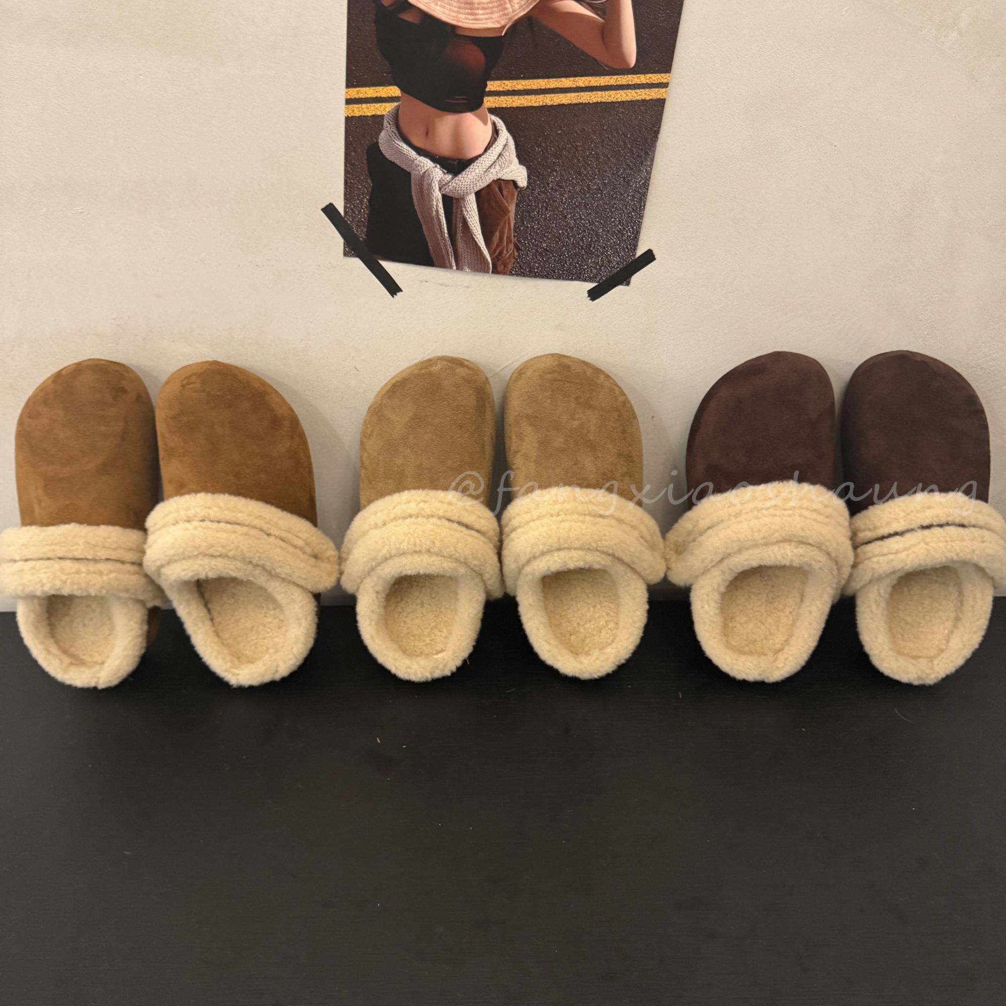 复古厚底毛毛拖鞋女外穿2025冬季加绒包头半拖保暖防滑内增高棉拖