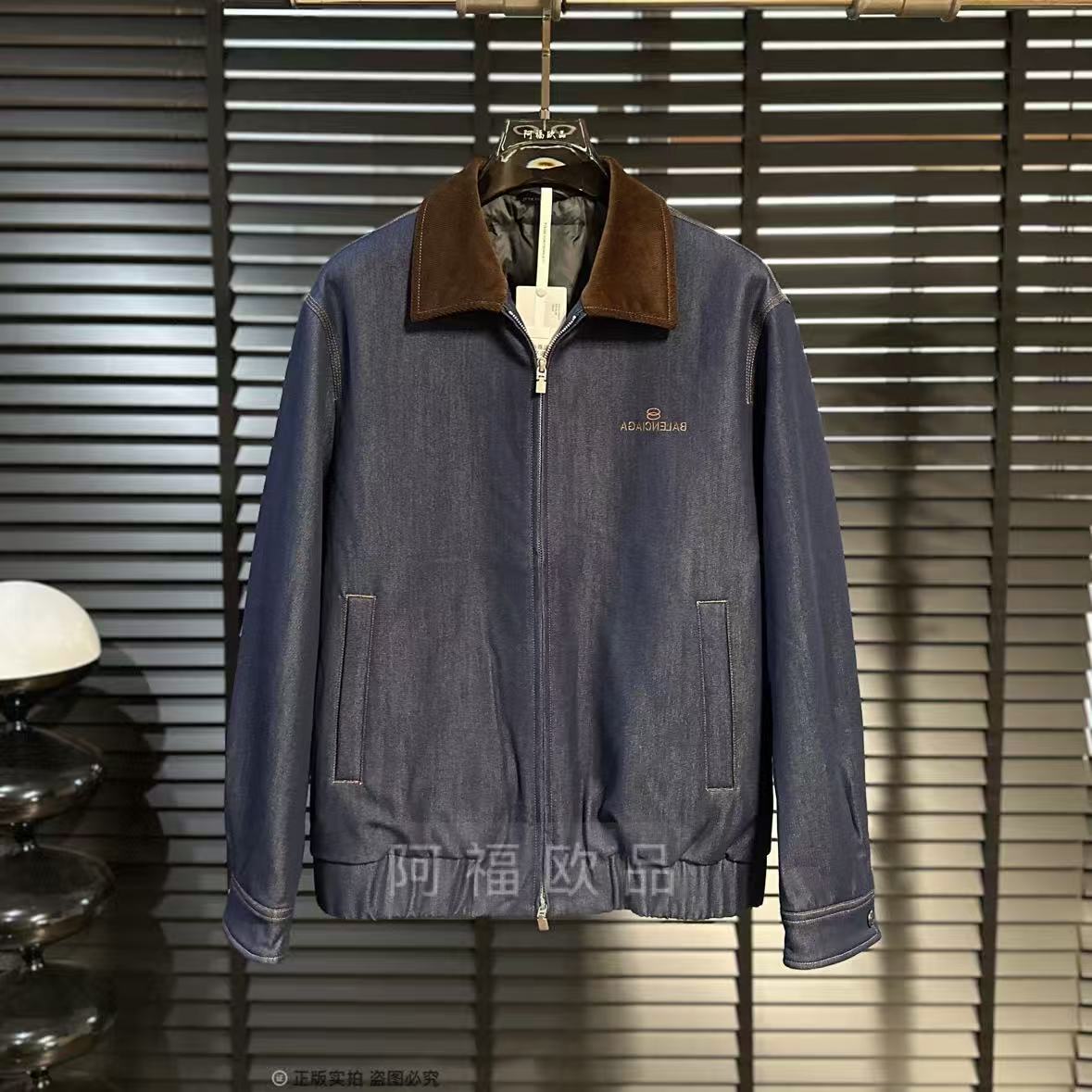 男士大巴黎原色牛仔鹅绒羽绒服休闲拼接外套短款男款冬季36106