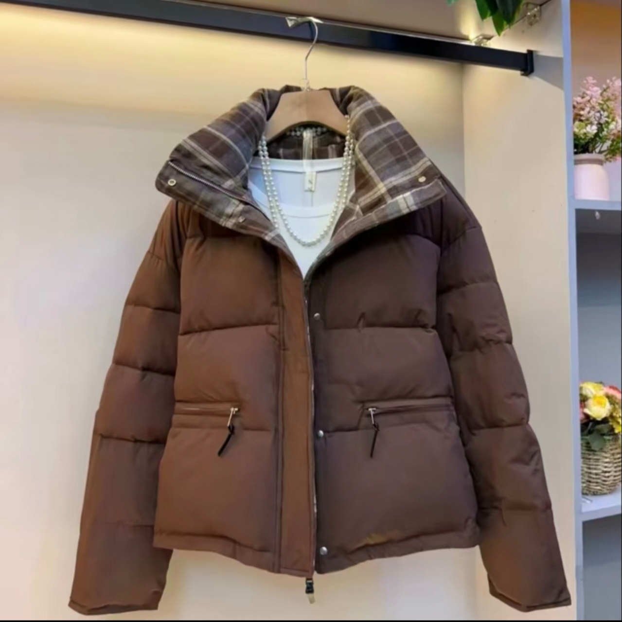 新款百搭拉链保暖棉服保暖外套