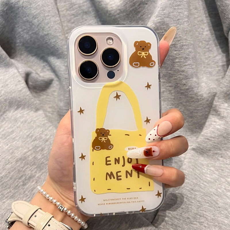 ins风小熊包包适用iPhone苹果16手机壳13/15新款华为vivo小米oppo