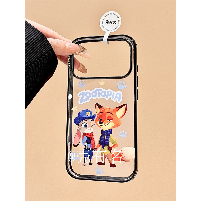 动漫黑框疯狂动物城朱迪尼克适用苹果17手机壳iPhone16/15/14可爱