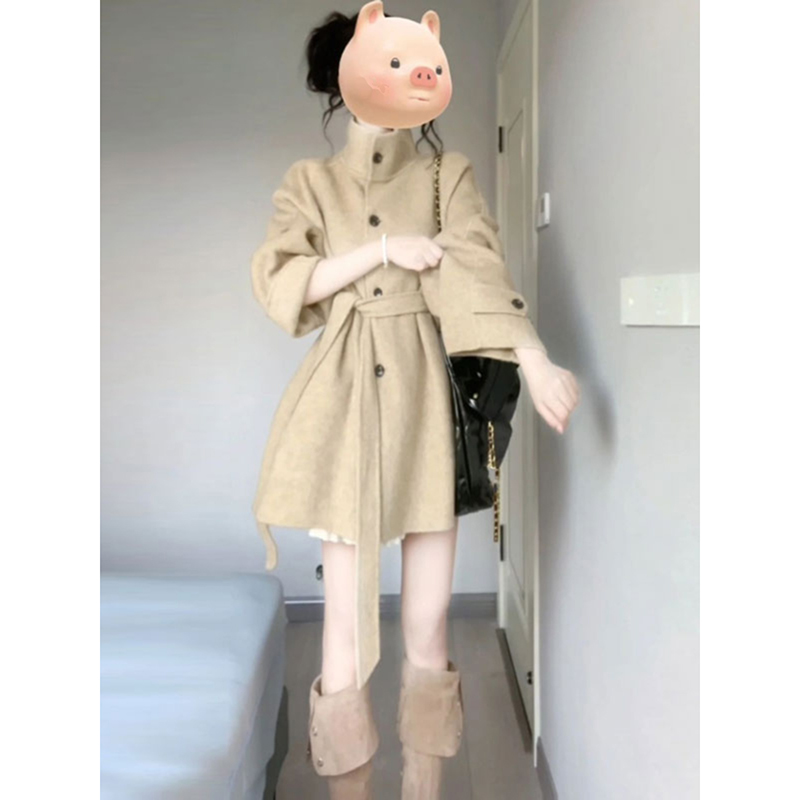 高级感超好看收腰毛呢外套小个子中长款韩系秋冬新款大衣2025新款