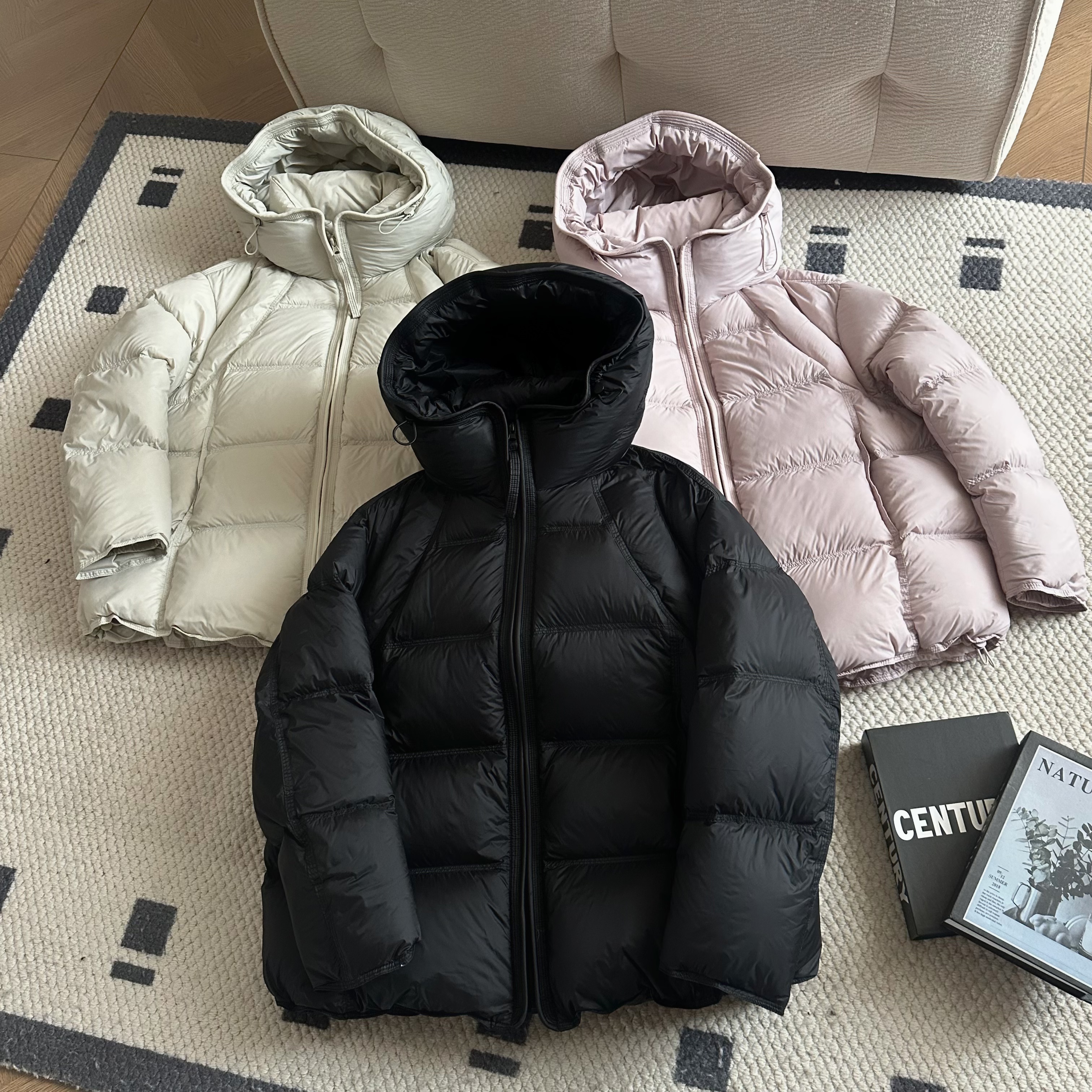 【米可家】【68cm】新国标90白鸭绒加厚连帽外套8963