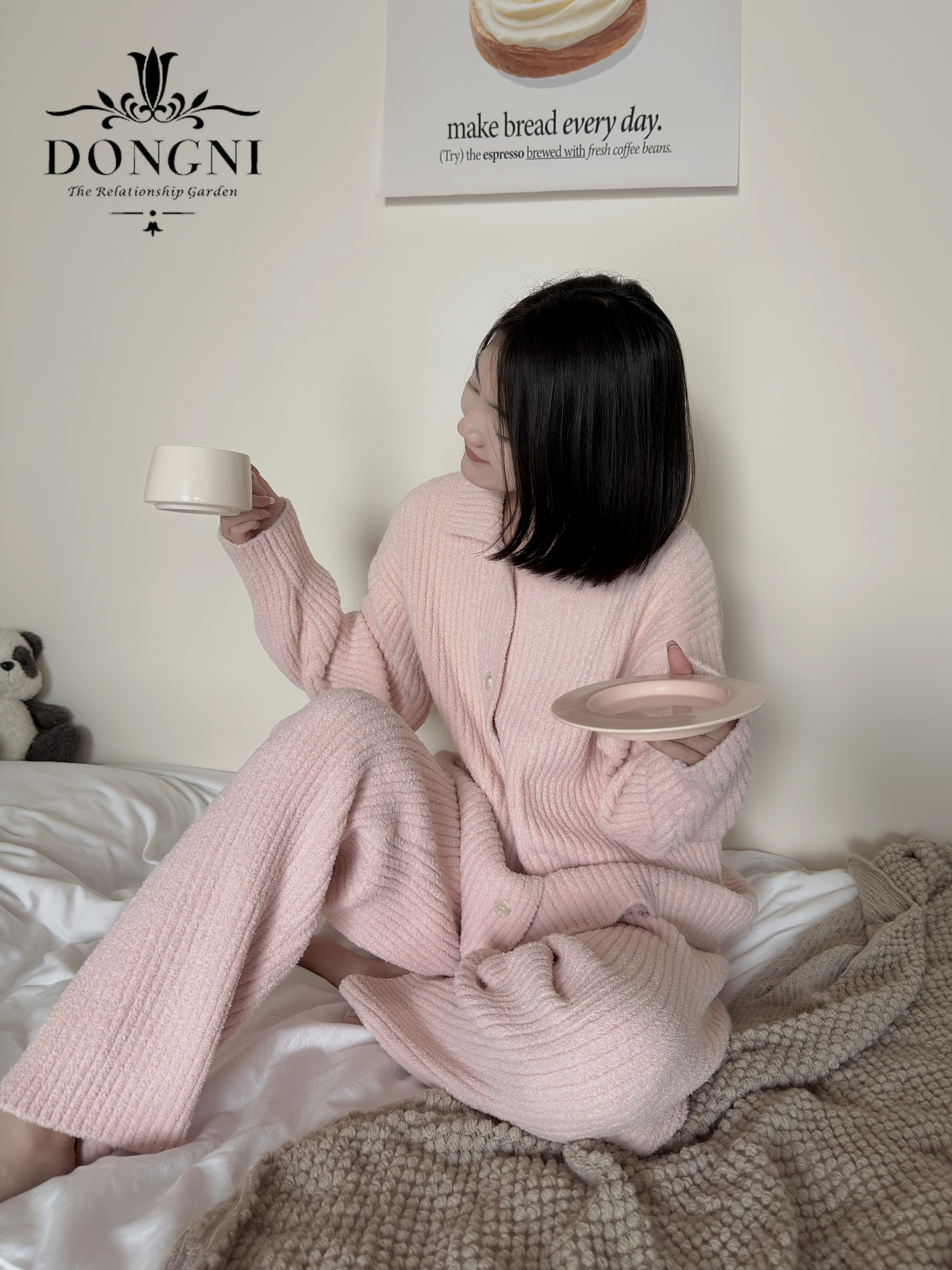 坑条半边绒针织家居服秋冬新款睡衣套装宽松可外穿.DN-044