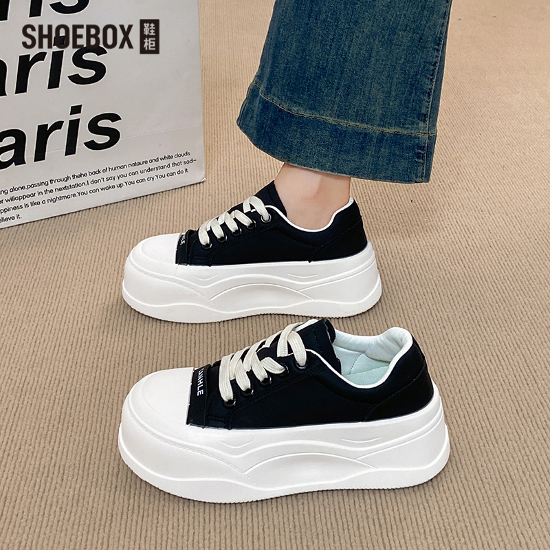 SHOEBOX鞋柜厚底轻便ins小白鞋女2025新款增高休闲鞋百搭松糕女鞋