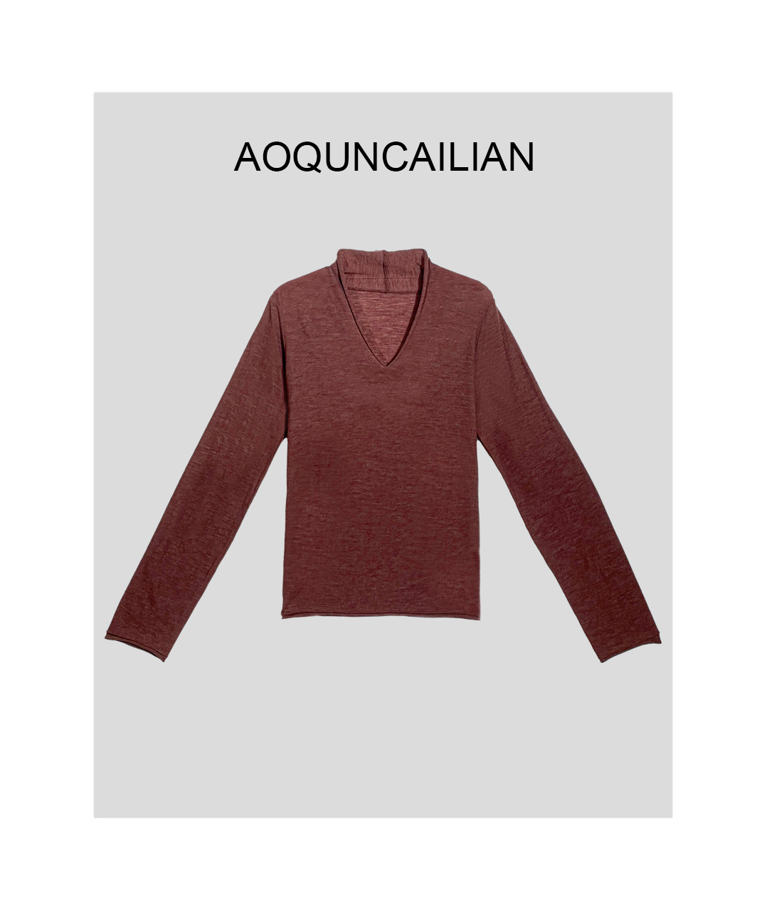 AoQunCaiLian【100%水溶羊毛】秋冬卷边贵妃领针织长袖上衣-GG9605