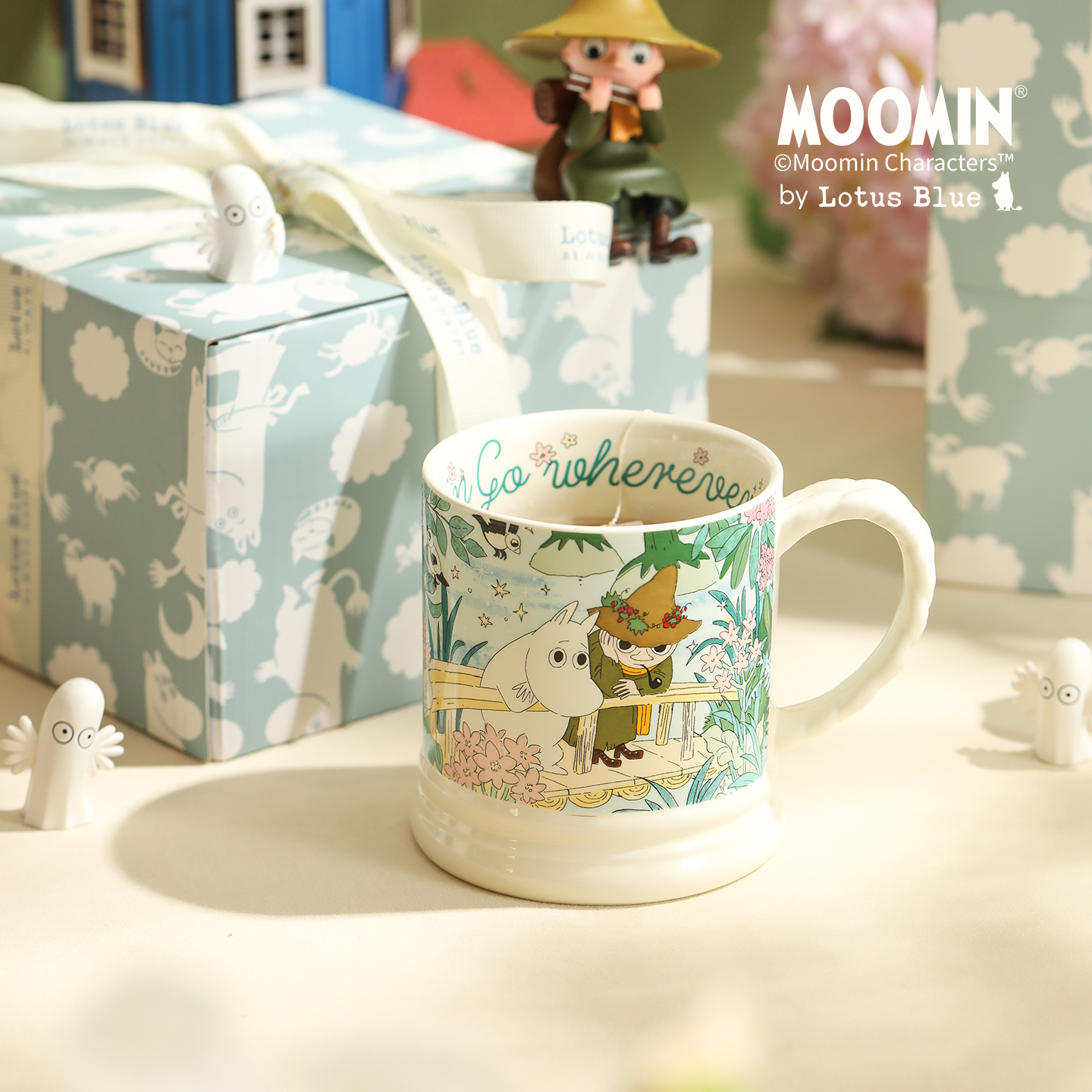 蓝莲花moomin姆明杯子马克杯陶瓷高颜值水杯家用女生办公室设计感