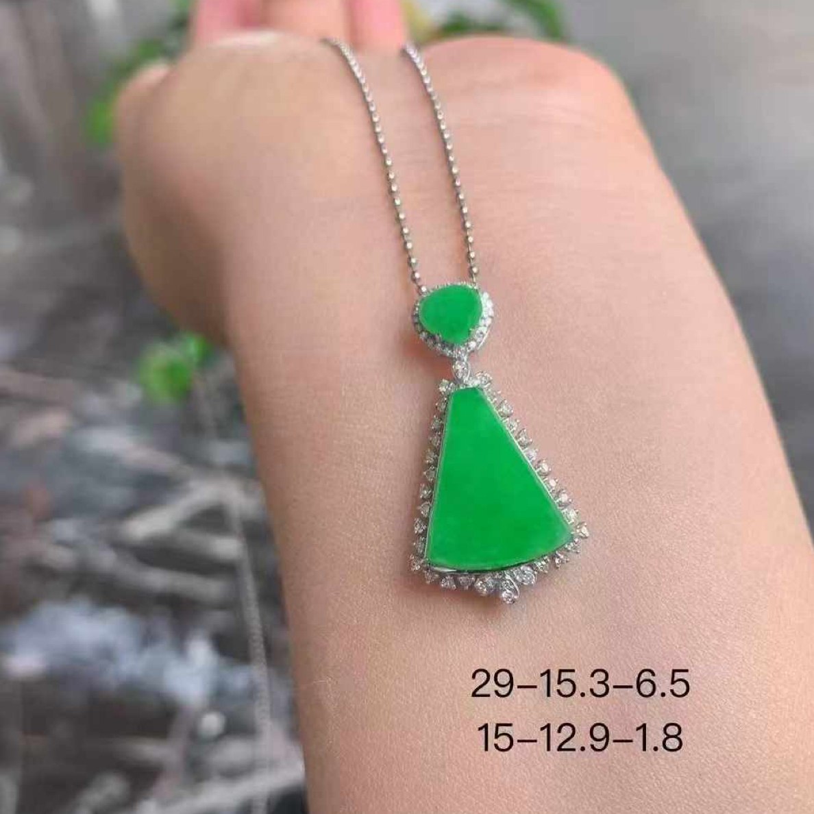 非金属大理石吊坠 辣绿无事牌项链镶嵌百搭链子饰品绿色时尚