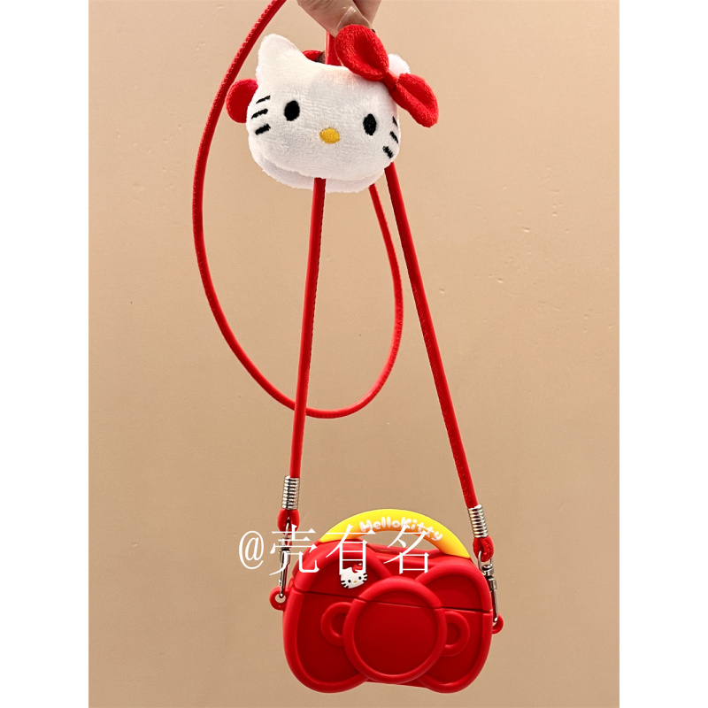 可爱蝴蝶结手提包Kitty猫适用苹果airpods4耳机保护壳套pro3/2代