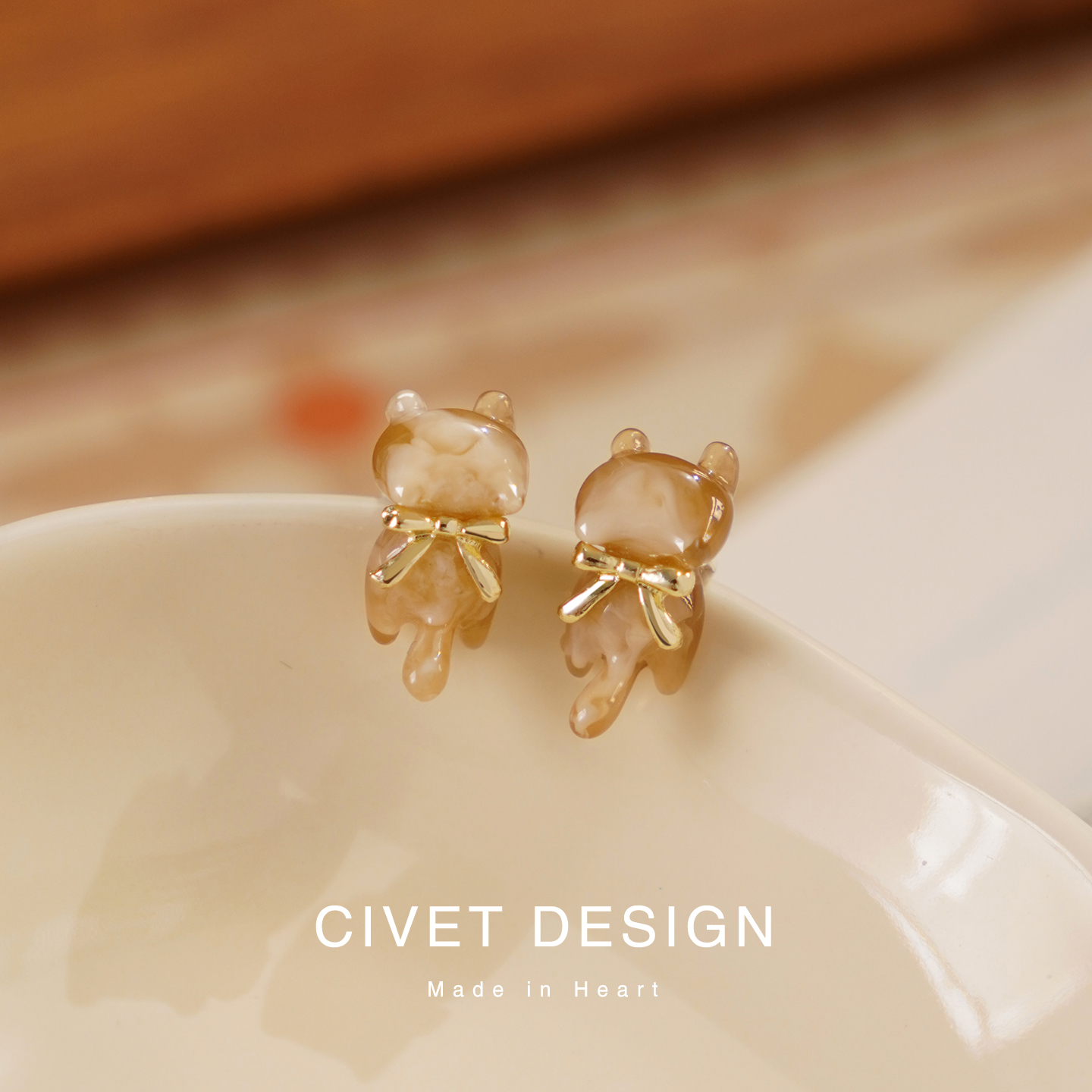 合金亚克力耳饰 可爱猫咪时尚气质耳环耳钉小众简约百搭耳饰品