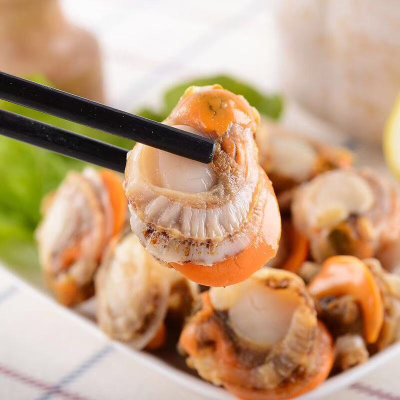 新鲜大个扇贝肉熟冻 无泥无沙带膏带黄 顺丰包邮