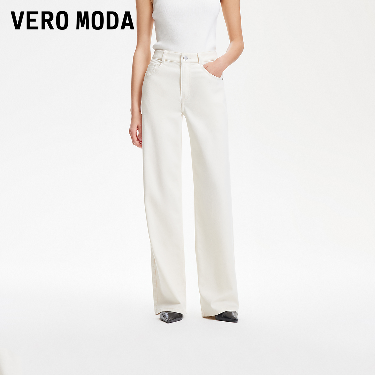 Vero Moda牛仔裤女2025新款简约纯色直筒裤百搭时尚洋气小众网红