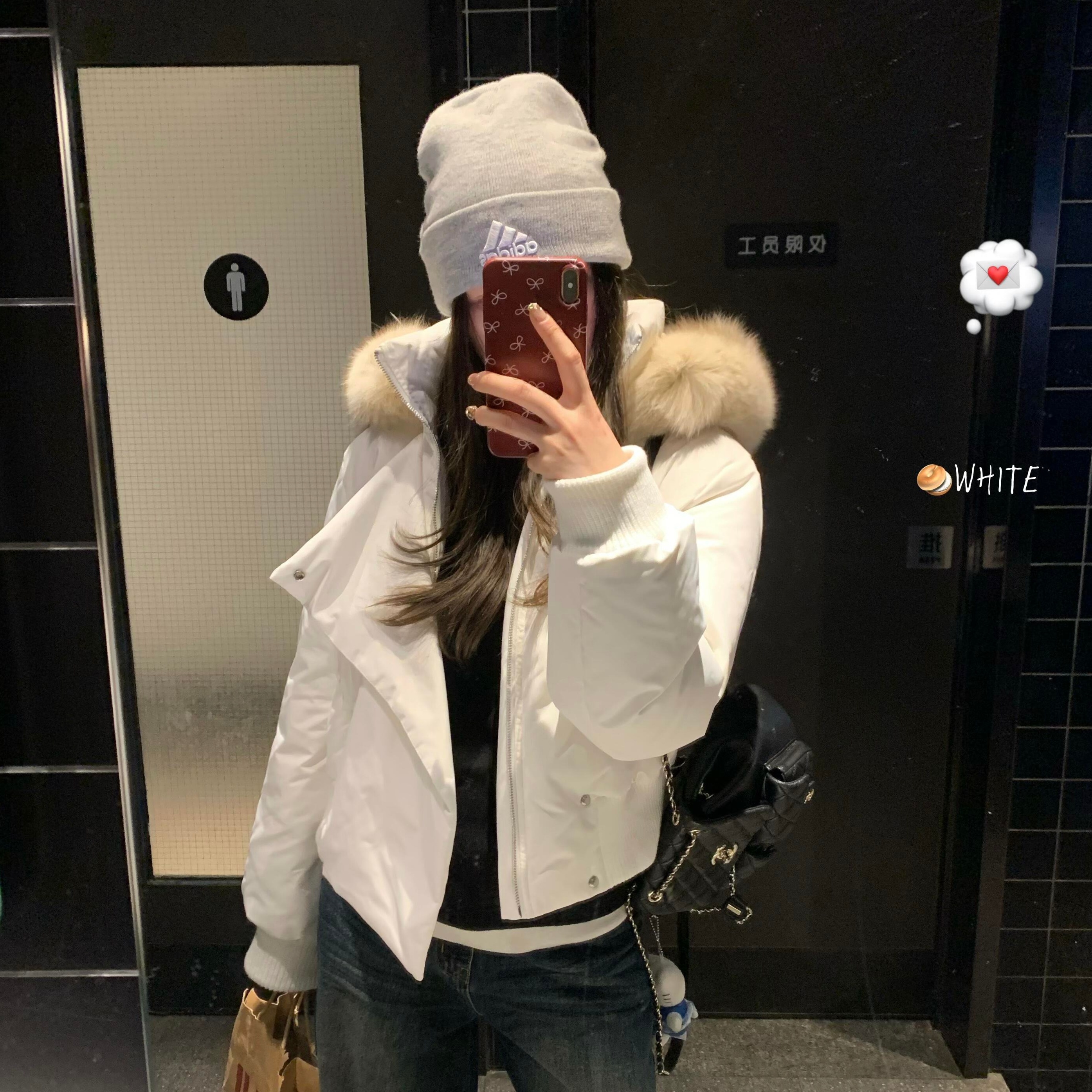 韩系毛领白色短款棉衣棉服2025新款女冬季加厚保暖百搭款连帽外套