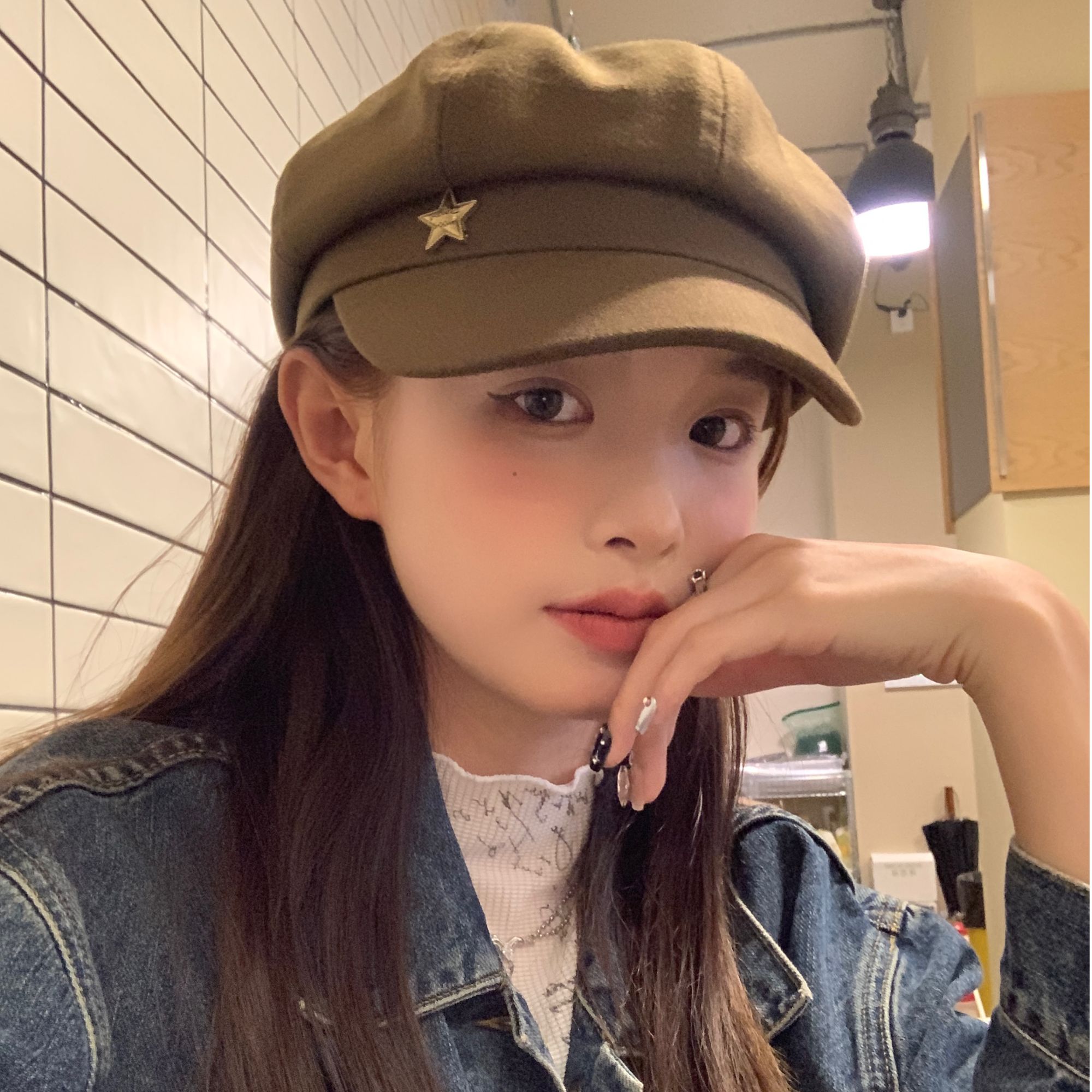 【我的头不圆】2023新款秋冬鸭舌帽子显脸小大头围八角帽贝雷帽女