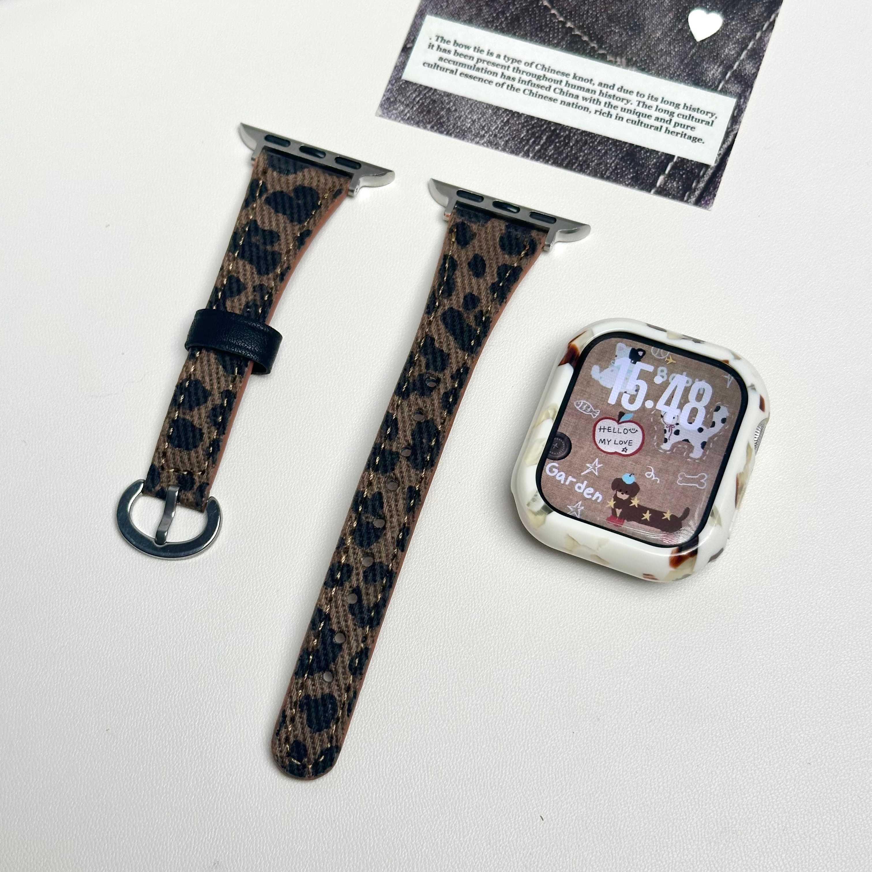 表带哥适用于苹果S11手表小蛮腰皮质iWatch10新款S9美式豹纹表带
