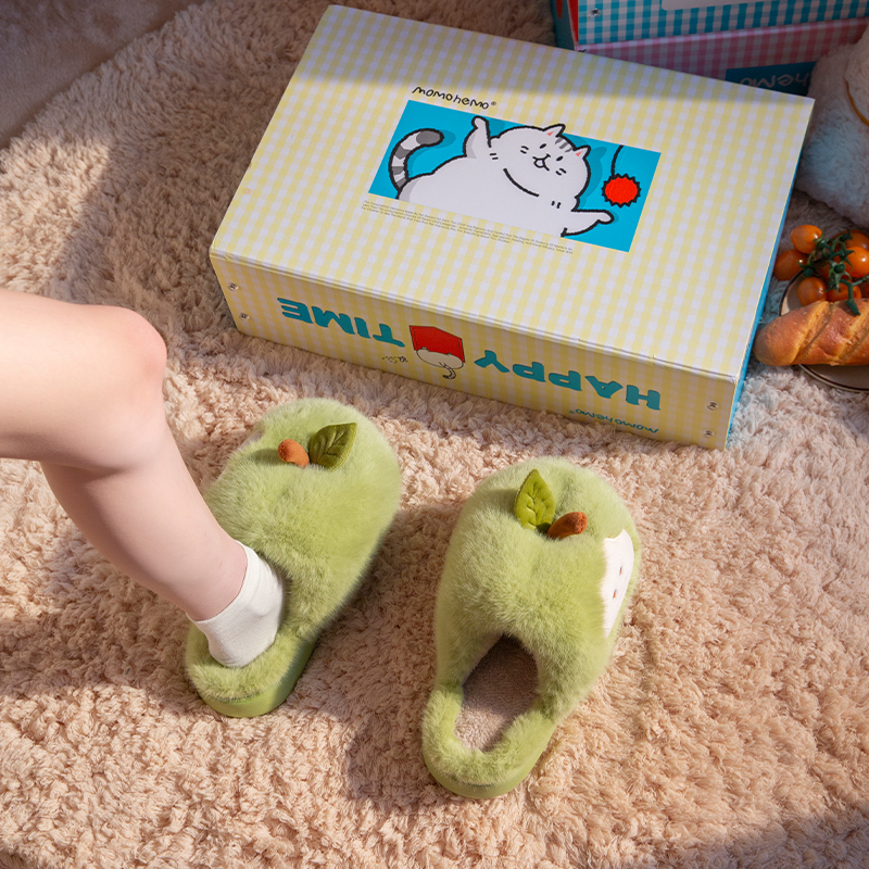 ECAC可爱棉拖鞋女款2025新款爆款室内居家静音防滑毛毛拖鞋女外穿