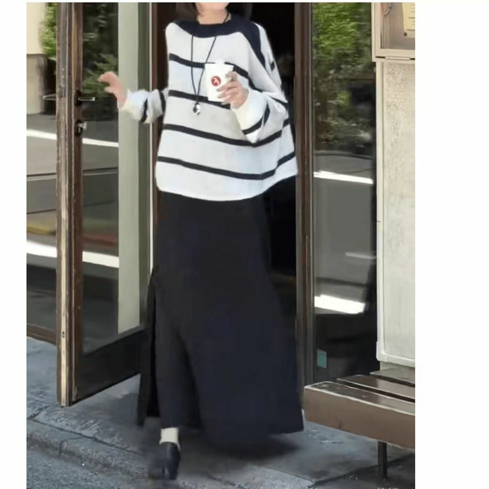 新款韩系慵懒风气质百搭上衣半身裙女装