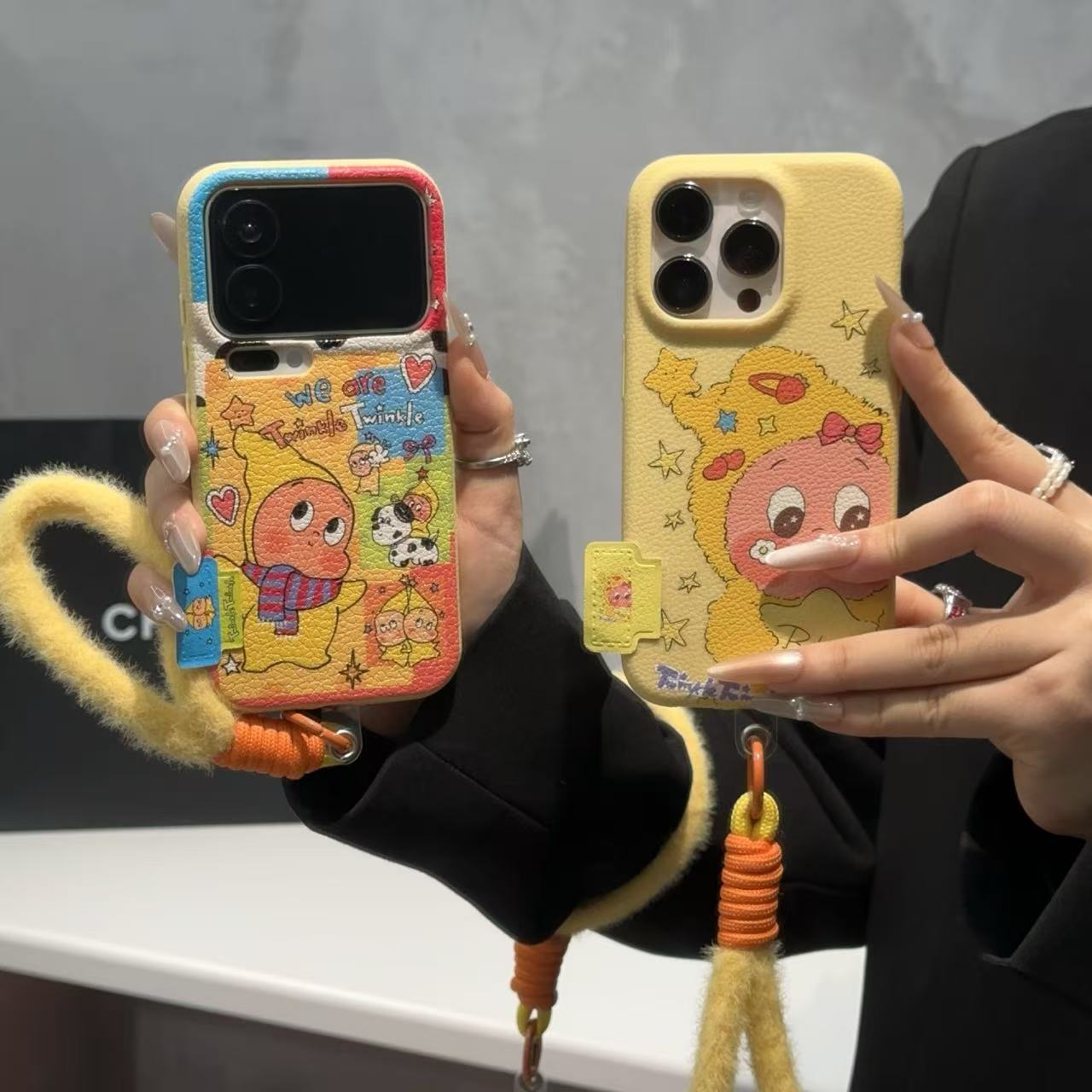 可爱星星人毛绒挂绳适用苹果17/16promax手机壳小米vivo华为oppo