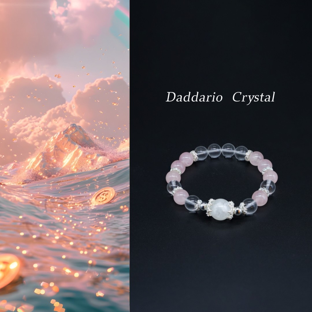 桃花｜腕间一点桃花意 白水晶白雪花粉水晶原创手串（主珠13mm+）