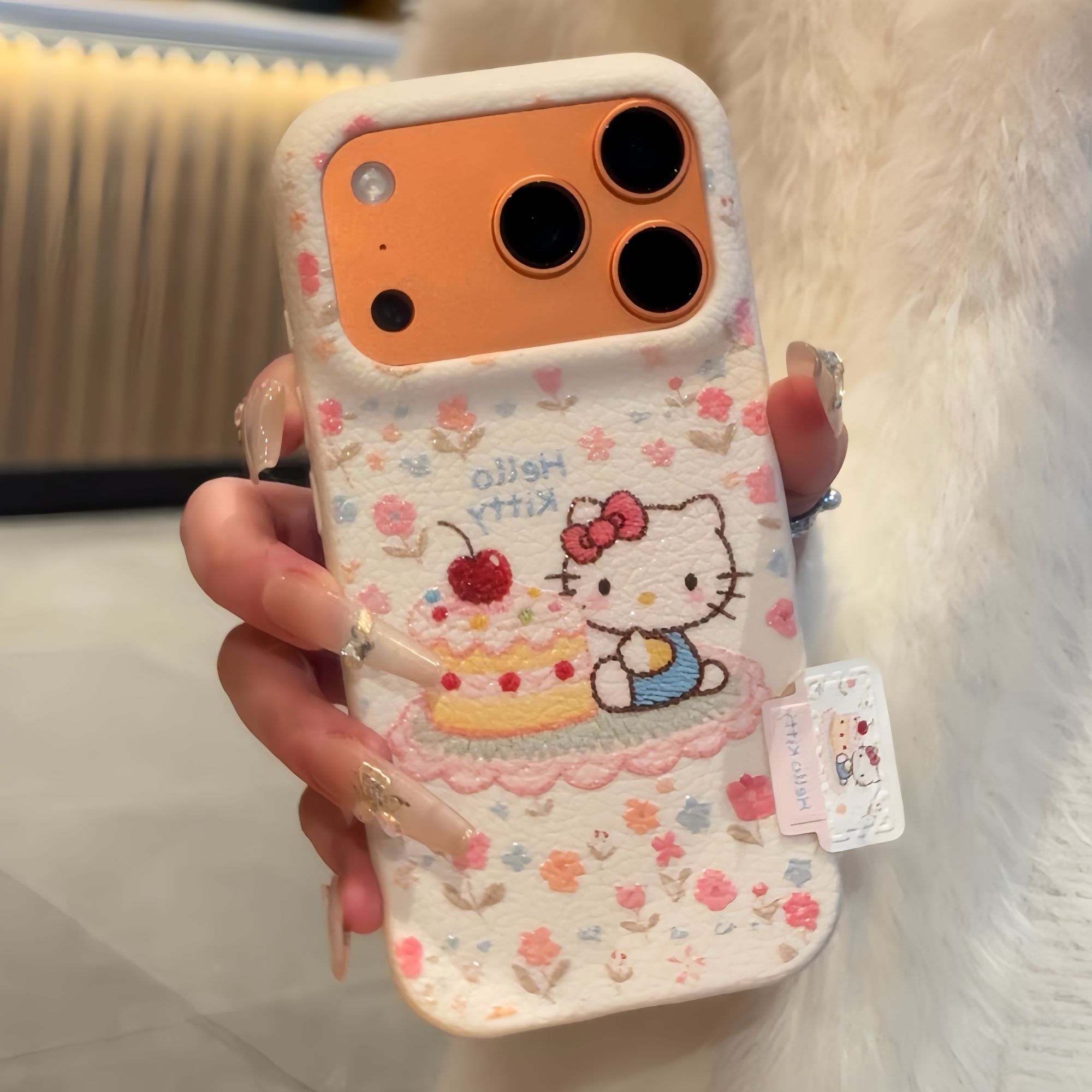 满屏花花蛋糕kitty标签适用iPhone17手机壳苹果16华为vivoppo小米