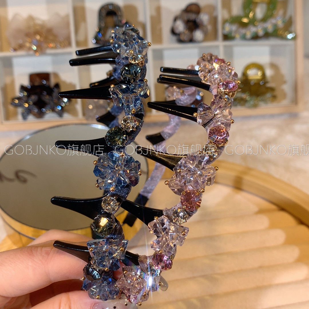 GOBJNKO女瑞丽风日韩原创设计轻职风发箍精致轻奢抽绳muji风满钻