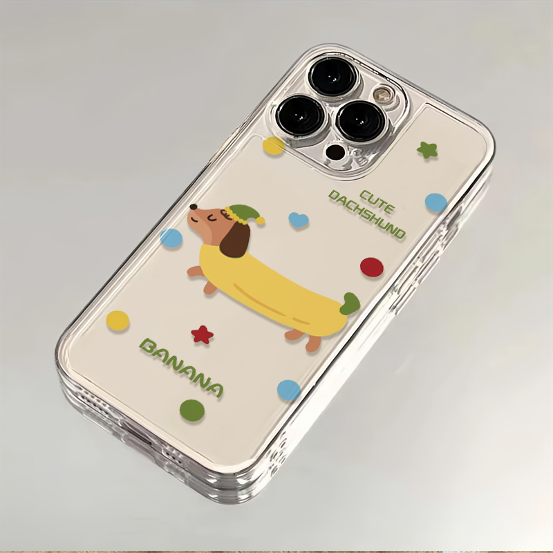太空壳香蕉小狗适用苹果17promax情侣手机壳16小米华为14防摔