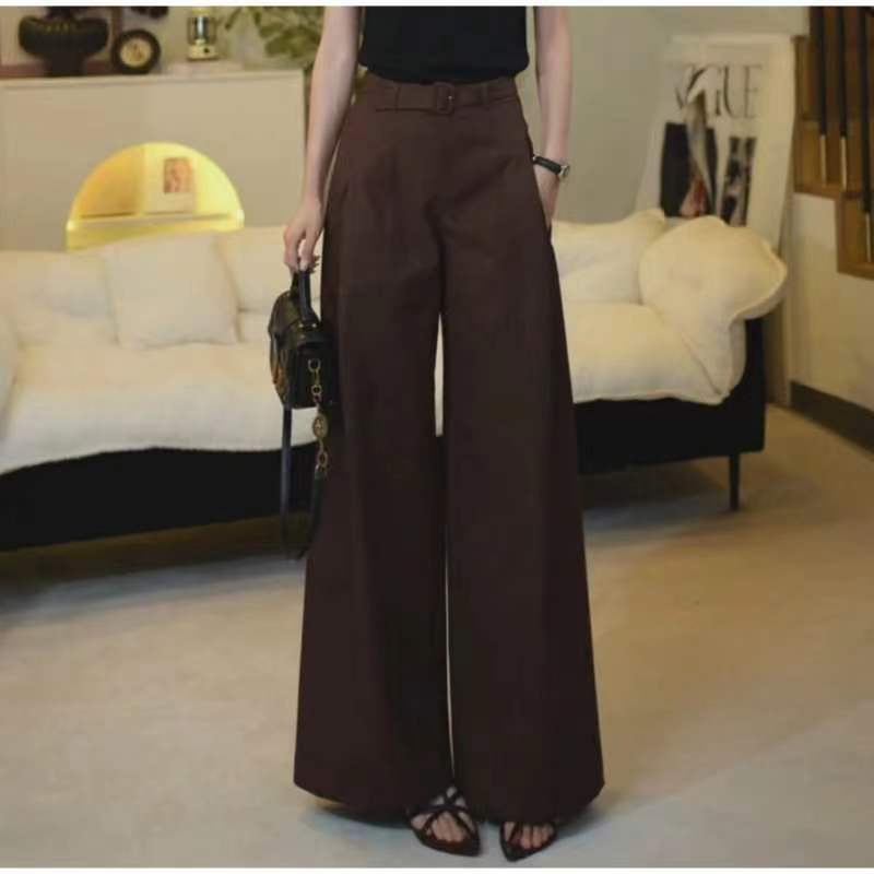 其简原创春秋新款阔腿裤时尚气质高腰显瘦宽松版直筒裤百搭西裤