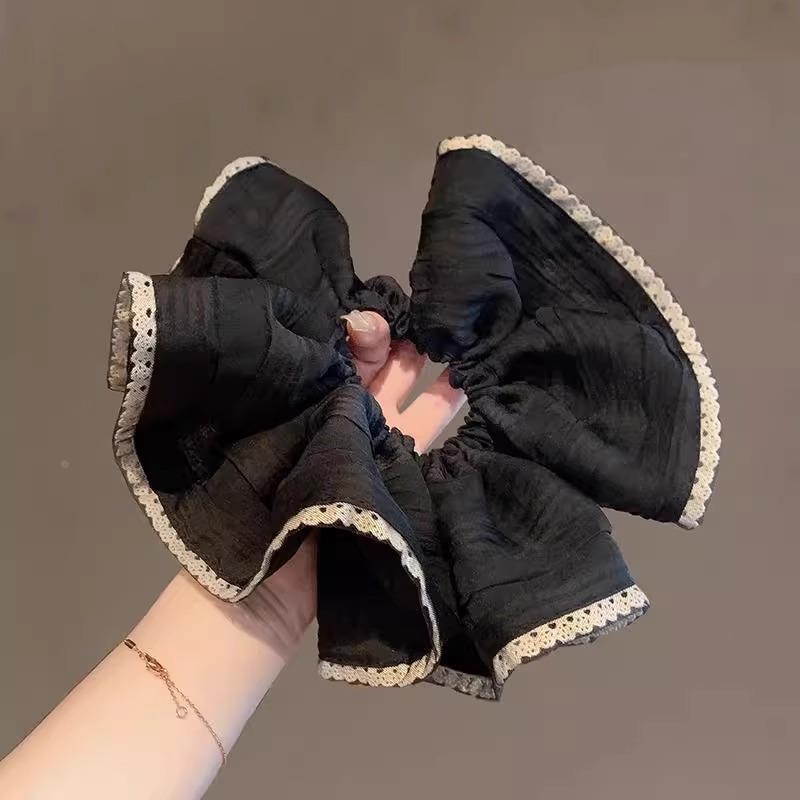 小众高级感超大号大肠发圈蕾丝花边轻奢皮筋半扎发马尾发绳头饰