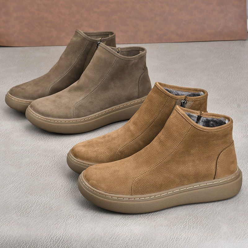 新款秋冬季男士马丁靴头层牛皮切尔西靴时尚百搭软底软面厚底耐磨