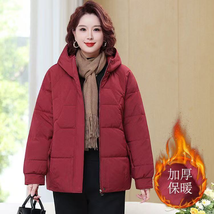 100-240斤特大码加肥加大胖妈妈棉服夹棉加厚连帽洋气遮肉棉服女