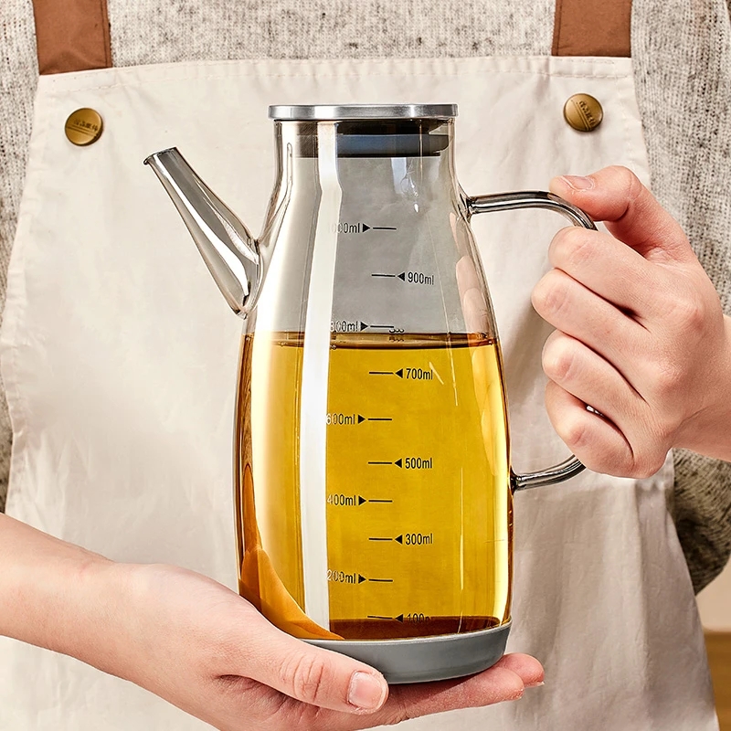 玻璃油壶厨房家用透明不挂油大容量装油容器酱油醋调料瓶防漏油罐