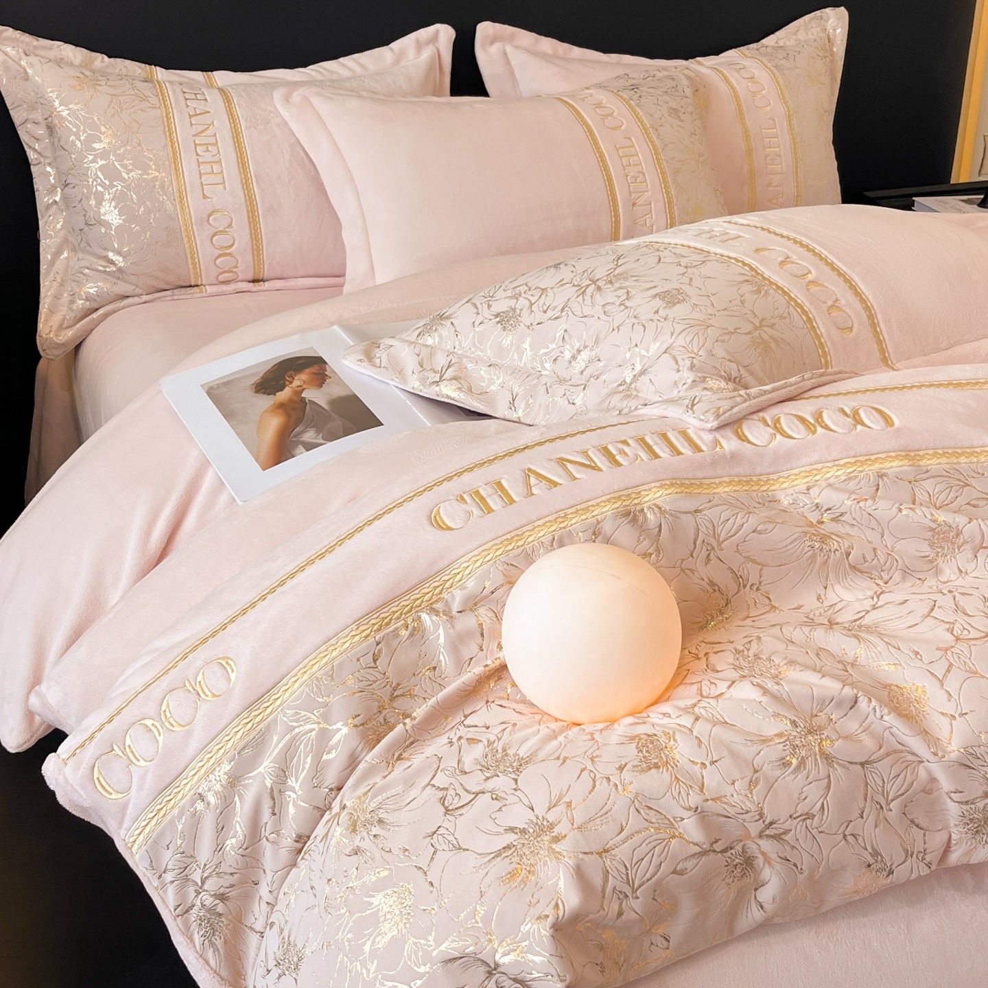 南通冬季轻奢牛奶绒四件套高级感刺绣被套加绒加厚珊瑚绒保暖床上