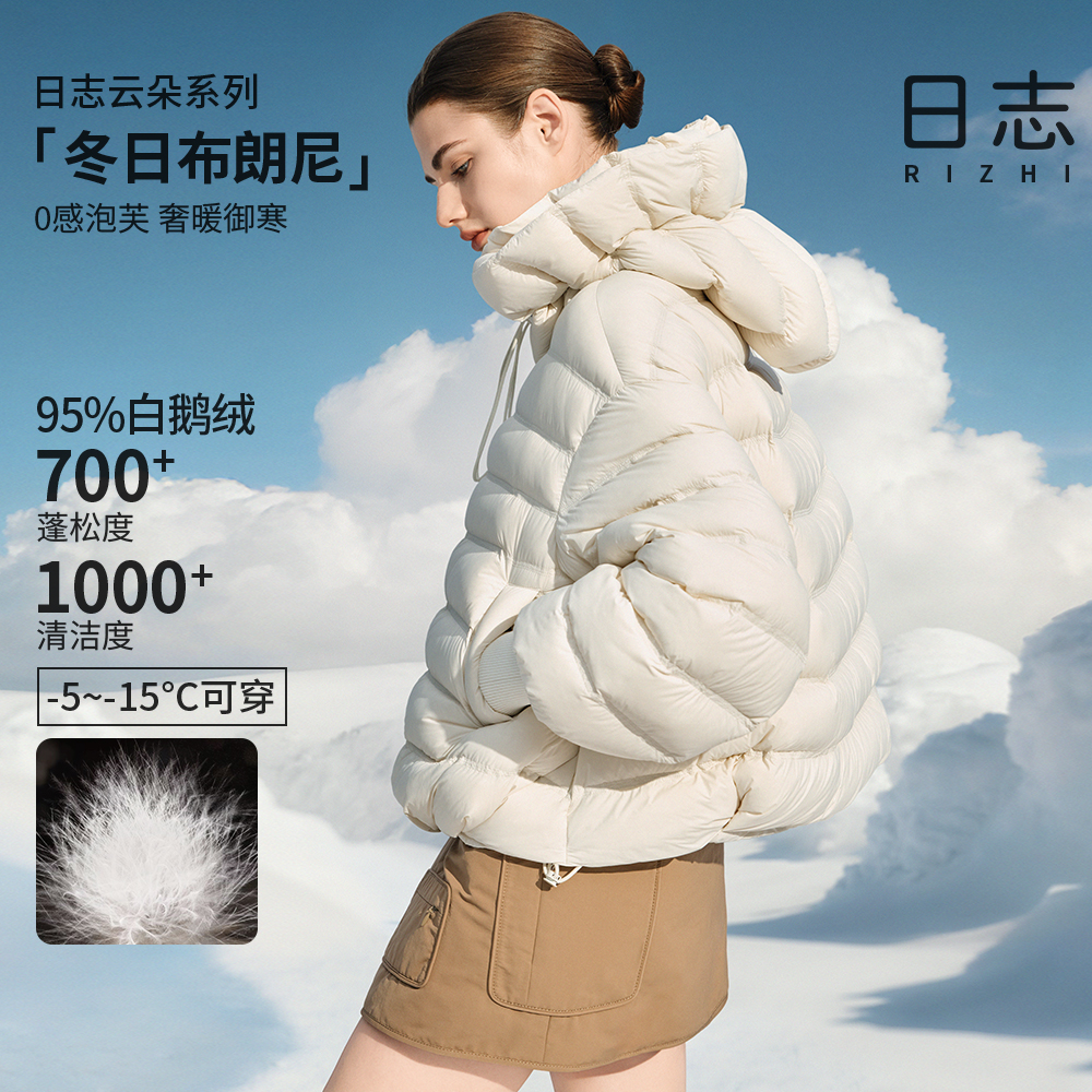 日志【云朵系列】钱袋子帽轻柔泡芙短款冬季女鹅绒服羽绒服AD54Y002