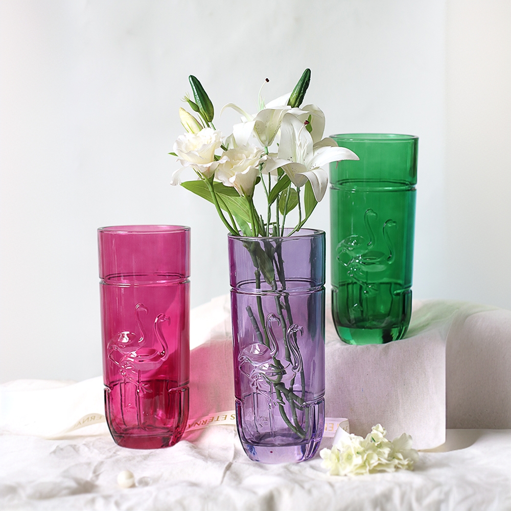 现代简约透明玻璃花瓶客厅餐桌创意水培干花插花饰品富贵竹花瓶