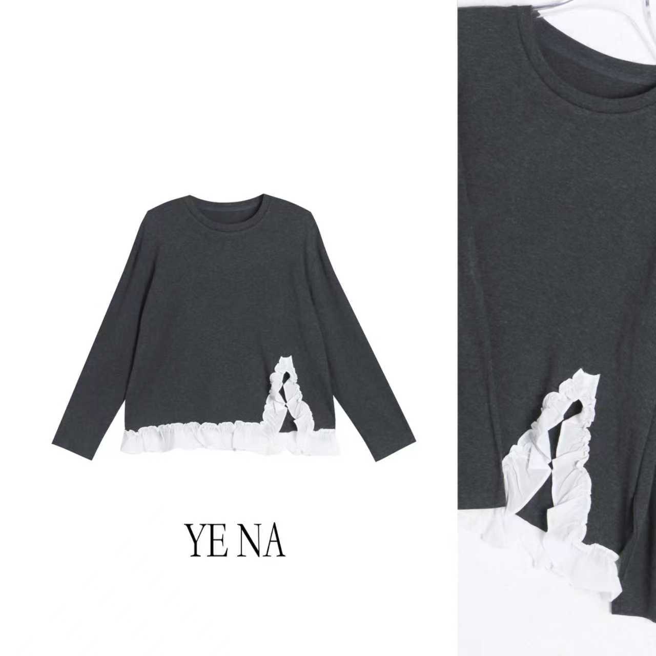 【冻干】欧韩新款休闲风时尚拼接假两件不规则女装秋季SY673