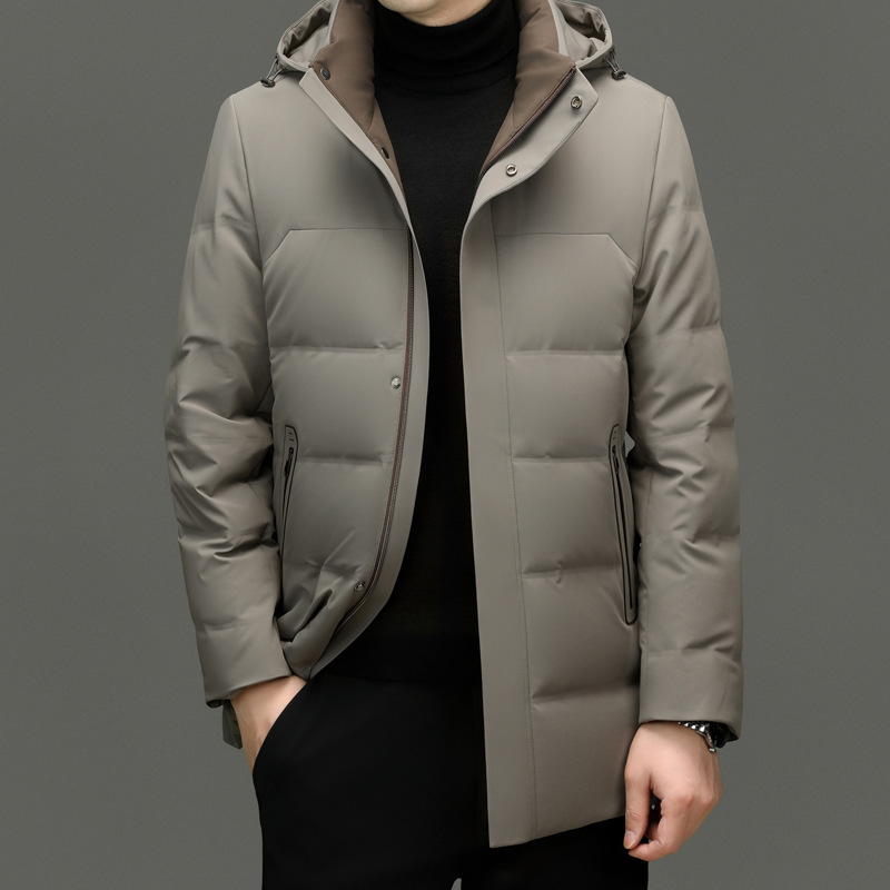 中长款男士羽绒服品牌正品冬季新品休闲爸爸装外套秋冬连帽加厚