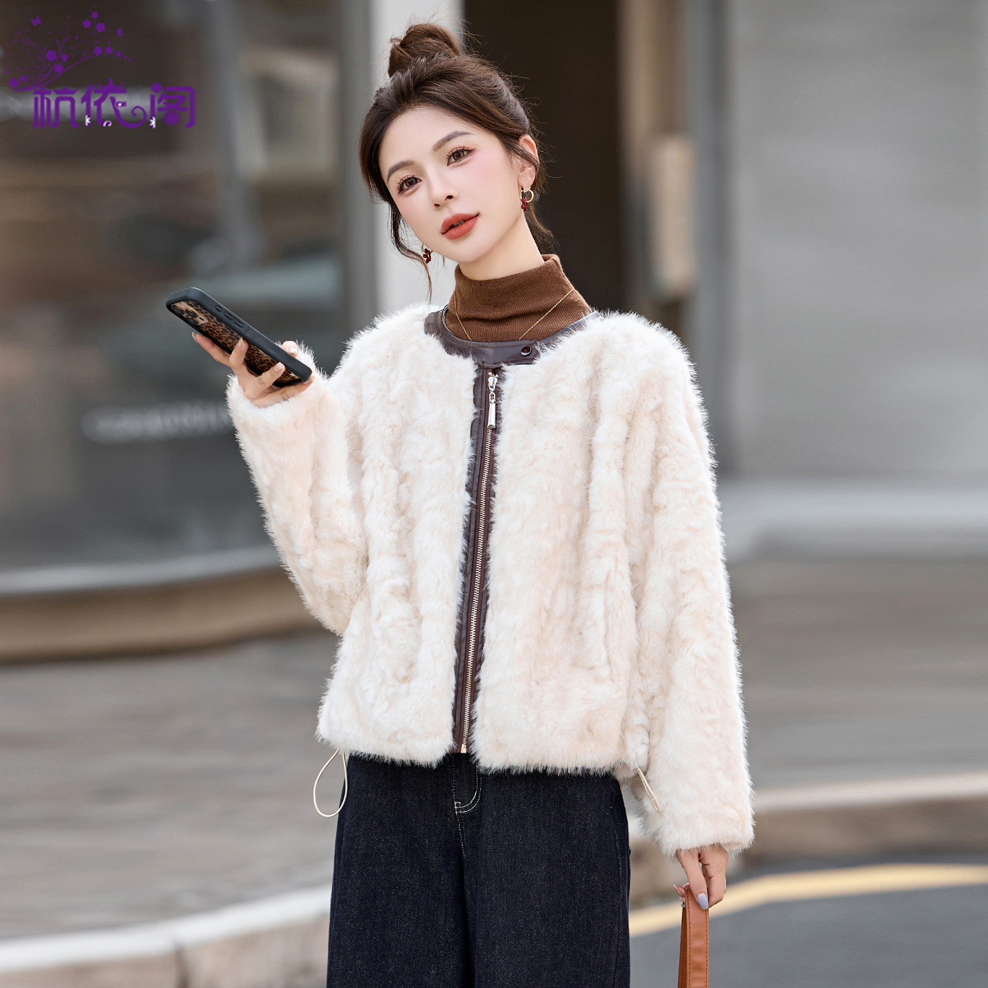 皮毛一体外套女冬2025新款加厚环保皮草仿羊羔毛绒保暖毛茸茸上衣