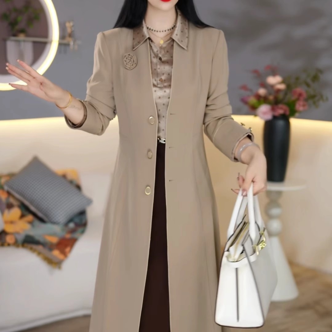 拉夏贝尔法式简约轻奢风衣外套女2025春秋季新款洋气减龄显瘦大衣