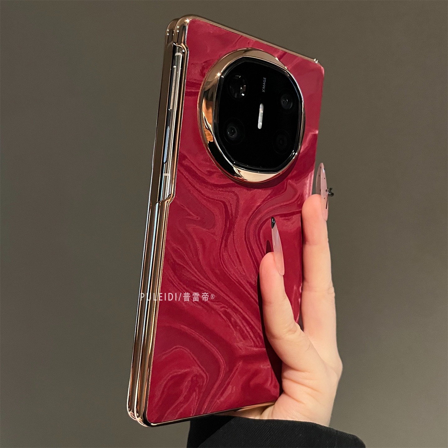 秋冬新款酒红丝绒适用华为MateX6典藏版折叠屏手机壳MateX5/X3